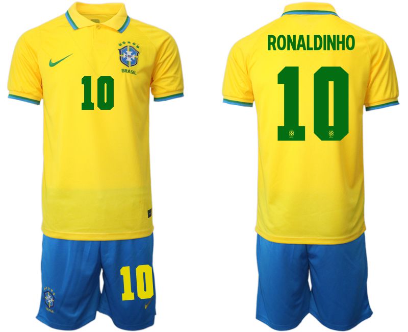 Men 2022 World Cup National Team Brazil home yellow 10 Soccer Jersey1